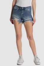 105 Blank NYC Women's Blue Distressed High-Rise Jeans Denim Shorts Size 25