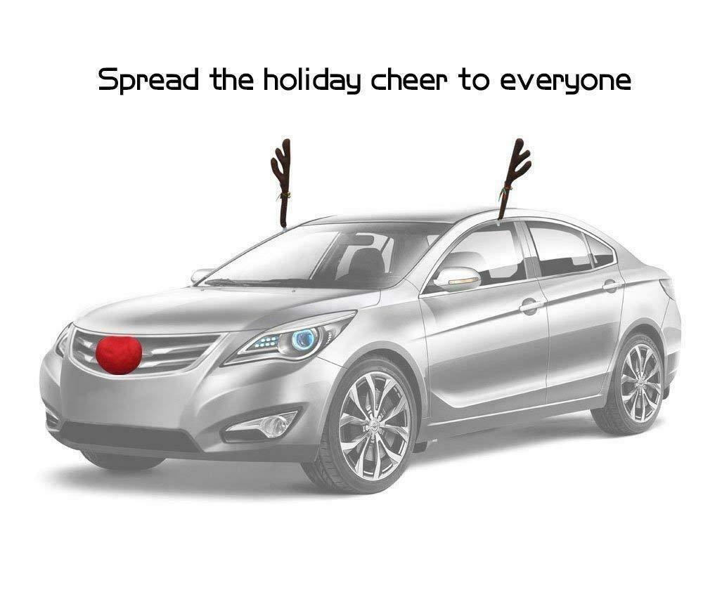 Kerstrendier en rode neus voor auto, kerstdecoratieset met rendier Jingle Bells Rudolph en kerstaccessoires