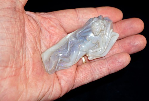 Scultura opale naturale figura di signora nuda grande 300+ carati rara 1 di un genere - Foto 10 di 12