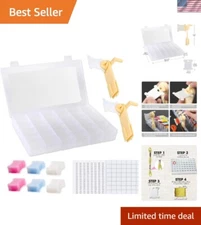 Multicolored Craft Storage Box with Removable Grids & Bobbin Winder - 36 Slots