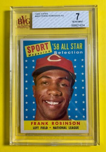 FRANK ROBINSON 1958 TOPPS BASEBALL ALL-STAR CARD #484 BECKETT BVG 7 NEAR MINT