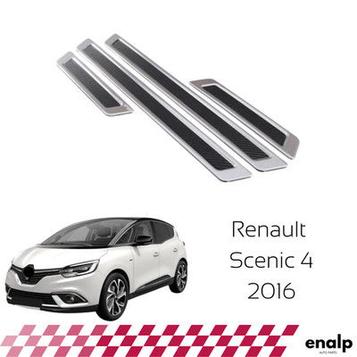 Door Sill Scuff Carbon Chrome Guard Trim 4pcs for Renault Scenic 4 2016