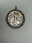 1942 Walking Liberty Half Dollar 90% Silver Coin Silver Pendant