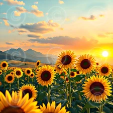 Digital Image Picture Wallpaper Background Desktop AI Art - Sunflower Field