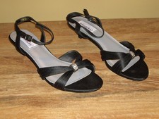 Dyeables Women's Shoes Fiesta Black Satin Kitten Heel w/Rhinestones Size 9.5-New