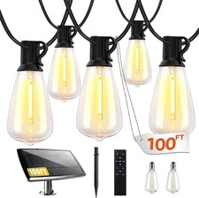 100FT Solar String Lights Outdoor Waterproof, Solar Patio Lights with Remote ...