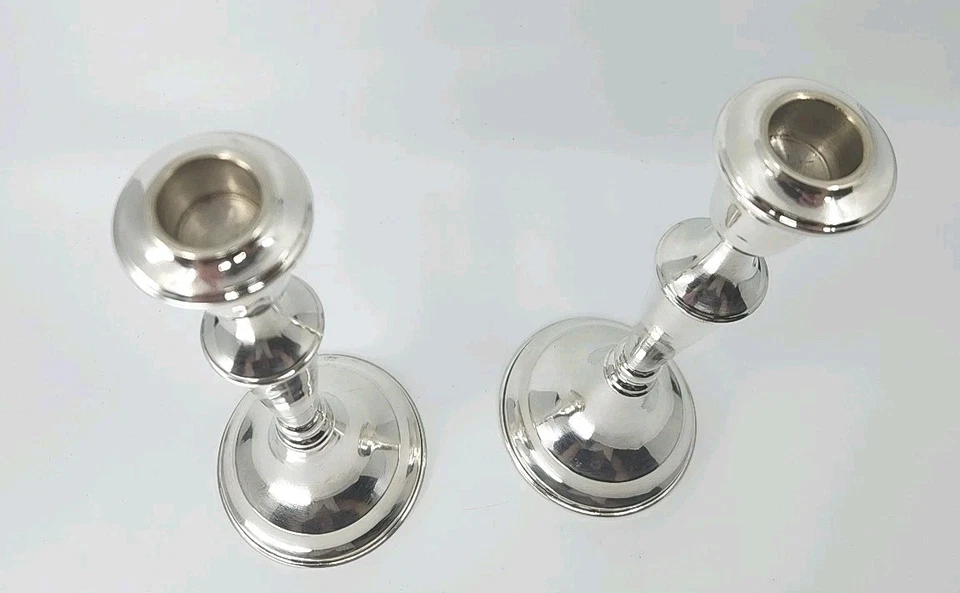 Antiguo par de candelabros de plata continental 800 del ejército británico 156 g 9,5" Foto 4 de 4