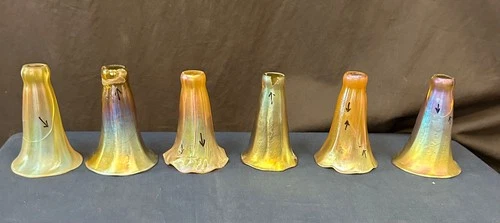 13 signed Tiffany Studios Lily Shades, as is