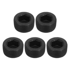 5Pcs Socket Pipe Plugs, PT 1"Carbon Steel Hex Thread Pipe Caps, Black