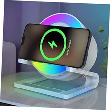  Night Lights Bluetooth Speaker,Wireless Charger 15W with 15W Wireless Charge