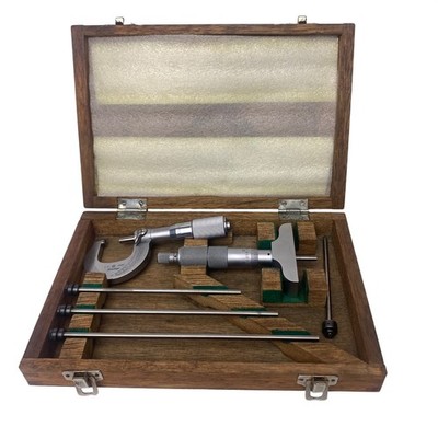 Mitutoyo Micrometer Set 0-1 Outside & Depth Gauge 2.5-4 129-127 Japan Made