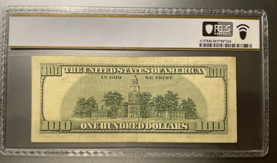 1996 $100 Federal Reserve Note Fancy Serial 34737777 Cleveland PCGS VF 30 - Image 2 of 2