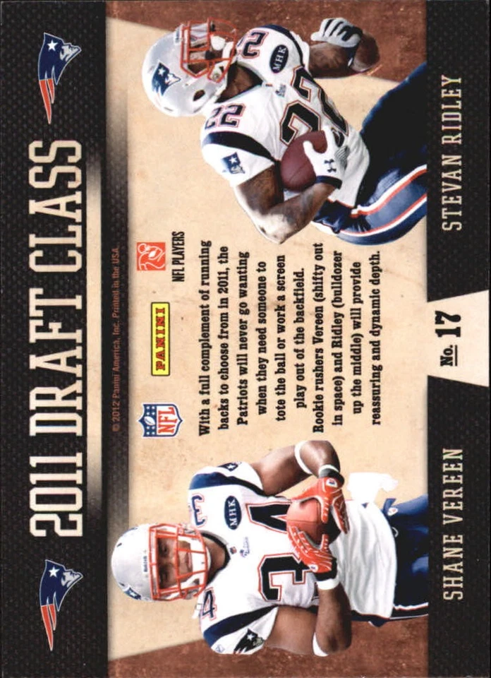 2011 Playoff Contenders Draft Class #17 Shane Vereen/Stevan Ridley - FB - Image 2 of 2