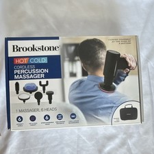Brookstone Heated  Cold Cordless Percussion Massager, 6 Heads, Full Body, Black