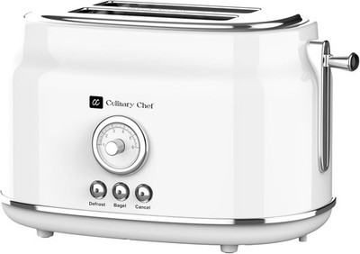 Frigidaire ETO102-WHITE, 2 Slice Toaster, Retro Style, Wide Slot for Bread, E...