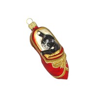 Haberland Christbaumschmuck,-Kugel - Katze Im Schuh Schwarz Rot 9 Cm