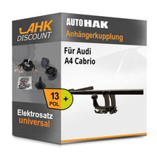 Für Audi A4 Cabrio 05- AUTO HAK Anhängerkupplung abnehmbar + 13polig E-Satz KIT