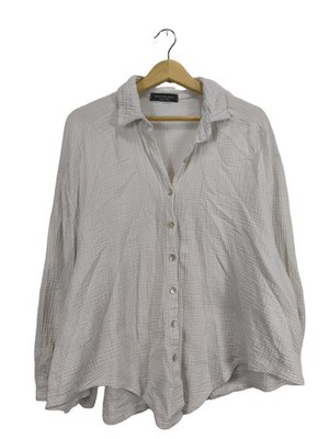 SASSYCLASSY Langarmhemd Damen Hemd Gr. DE 38 hellgrau Casual-Look