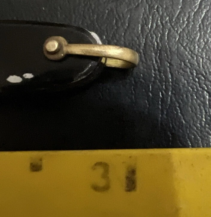 Cuchillo de bolsillo chino vintage ciervo ganso negro aluminio latón hoja única Foto 3 de 4