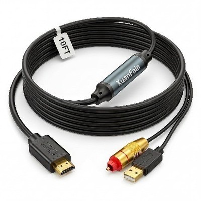 192KHz HDMI ARC to Optical Audio Converter, 10FT ARC to Toslink SPDIF Audio