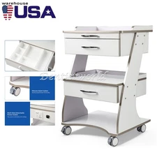 Dental Double-Drawer Three-Tier Cart three-tier platforms tray+ Power Socket