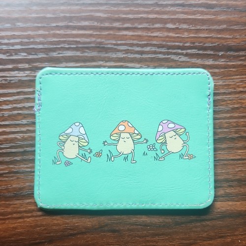The Artist Collective Green Mushroom Nature Card Wallet Credit Card Holder