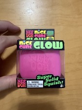 PINK Schylling NeeDoh Nice Cube Glow in Dark Solid Squish Cube AUTHENTIC