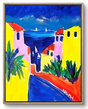 Original Art Coastal Blue 14x11 Contemporary Expressionist Painting