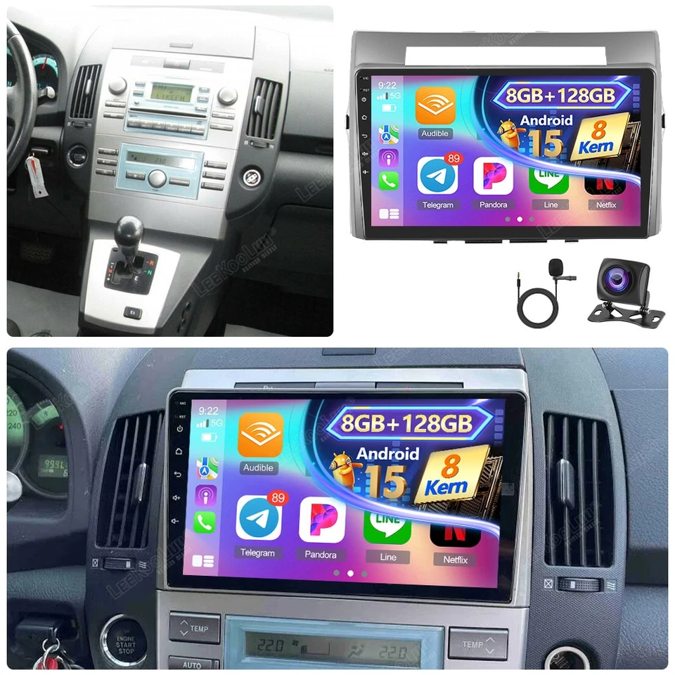 LEEKOOLUU 8G+128GB Android 15 Carplay Autoradio Für Toyota Corolla Verso 2003-2009 + Kam