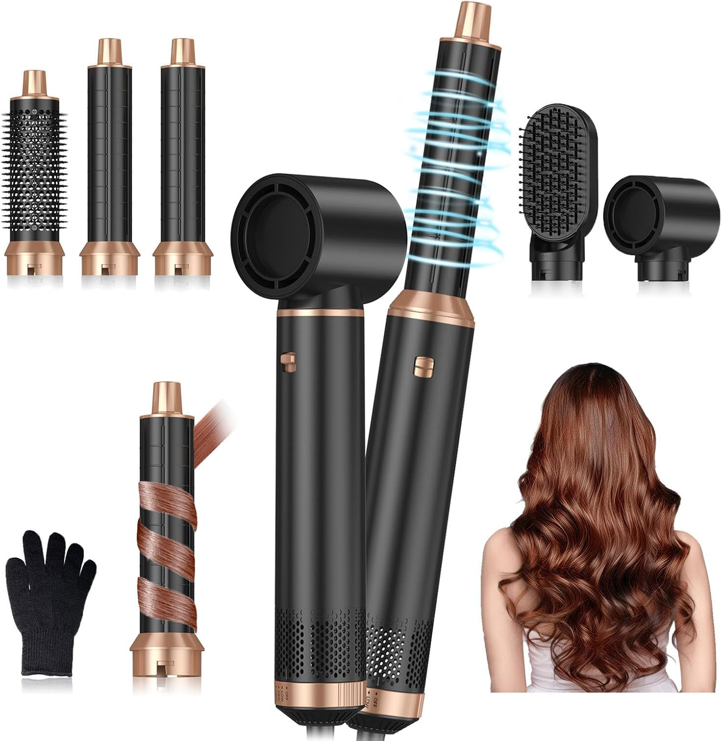 5 in 1 Blow Dryer Brush Hot Air Styler Curling Iron Straightening Tool