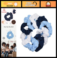 9 Pack Hair Scrunchies Ties - White, Navy, Light Blue - Soft, Durable  Stylish