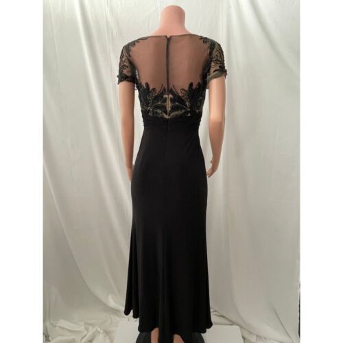 David Meister Long Sheath Black Applique Illusion Beaded Gown, sz 2, Intricate - Picture 16 of 21
