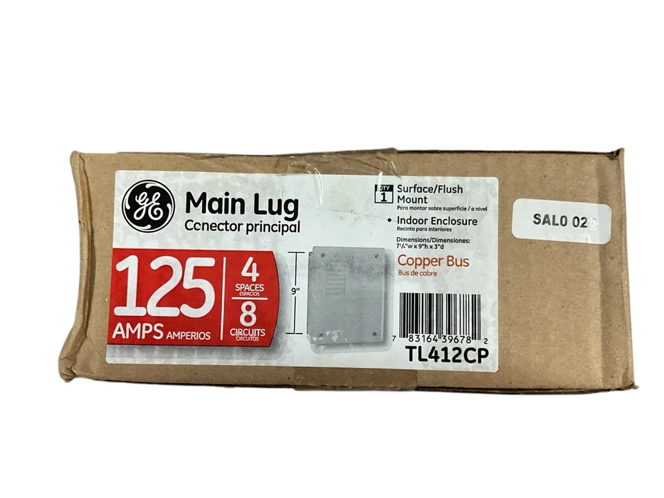 通用电气 125 安培室内主凸耳负载中心面板 4 空间 8 电路面板 TL412CP — 第 4/4 张图片