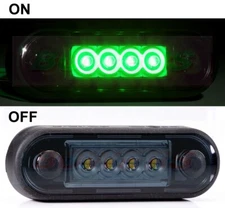 SMOKED / DARK EASY FIT FLUSH FIT GREEN LED MARKER LAMP/LIGHT TRUCK VAN BAR