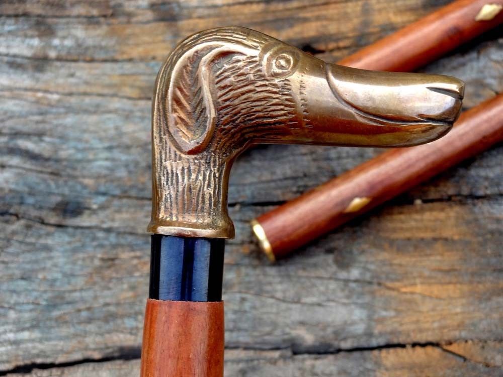 Acheter Bâton De Marche Pliant Bronze Canne En Bois Réglable En Laiton