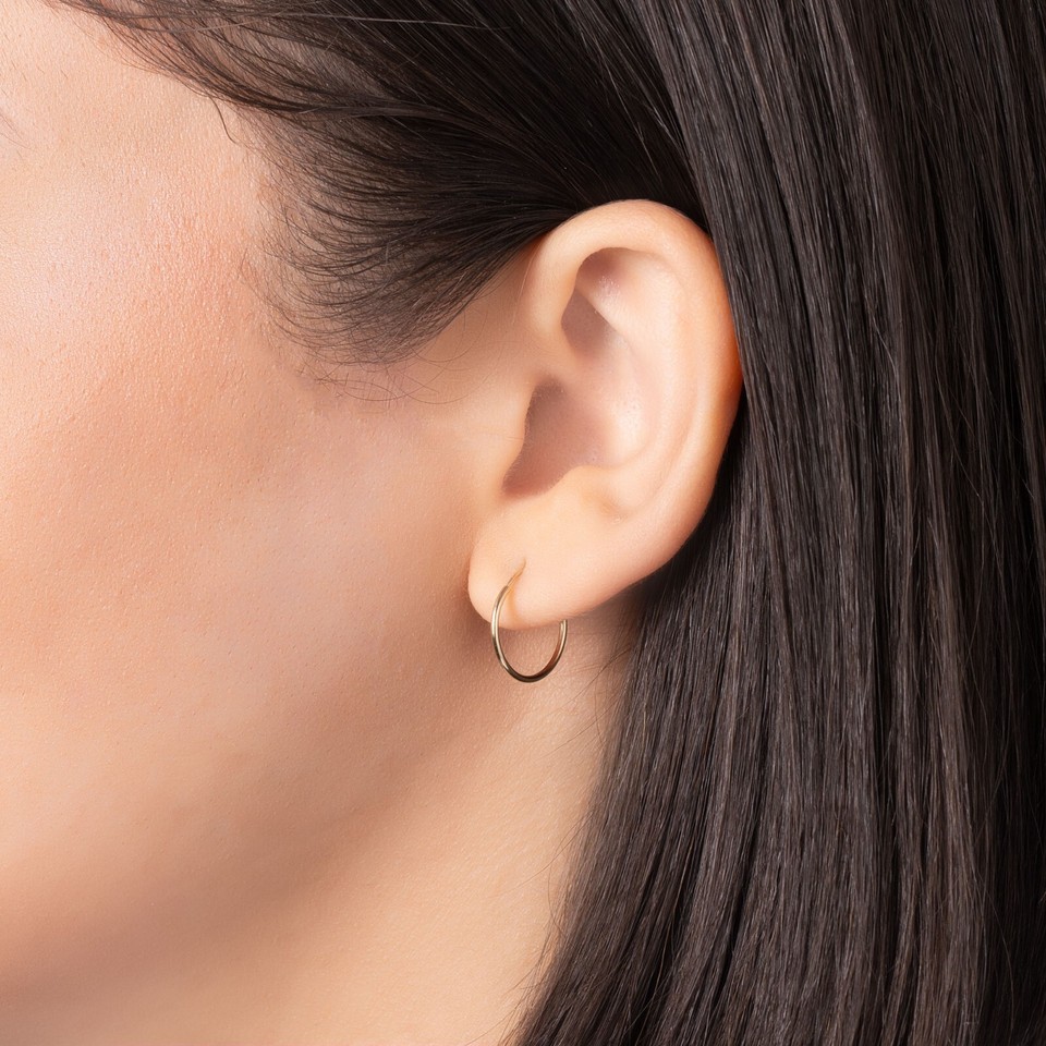 Real 14K Rose Gold Round Endless Hoop Earrings - 12mm, Nickel-Free, Handmade For Women 5 thumbnail image