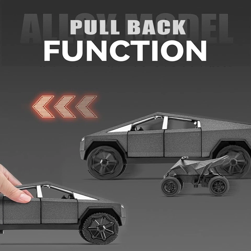 Casa rodante Tesla Cybertruck 1/24 modelo de metal fundido a presión remolque camioneta juguete Foto 4 de 4