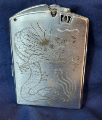 dragon cigarette lighter Vtg Pailunmaching Works #255 Combo Cigarette Lighter Case Dragon Silver  Tone