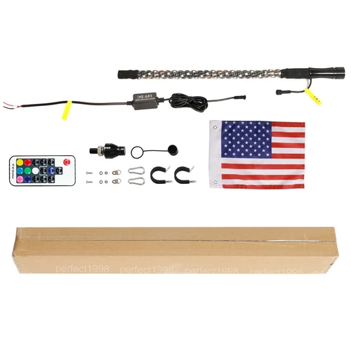 1PC 2FT Spiral LED Fat Whip Light Antenna RGB Chasing For Can-am X3 RZR UTV ATV - Picture 7 of 18