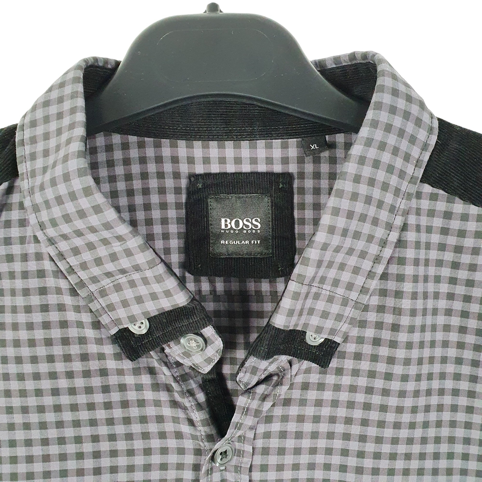 HUGO BOSS Grey Check Shirt Long Sleeve Casual Cotton Mens L image 2