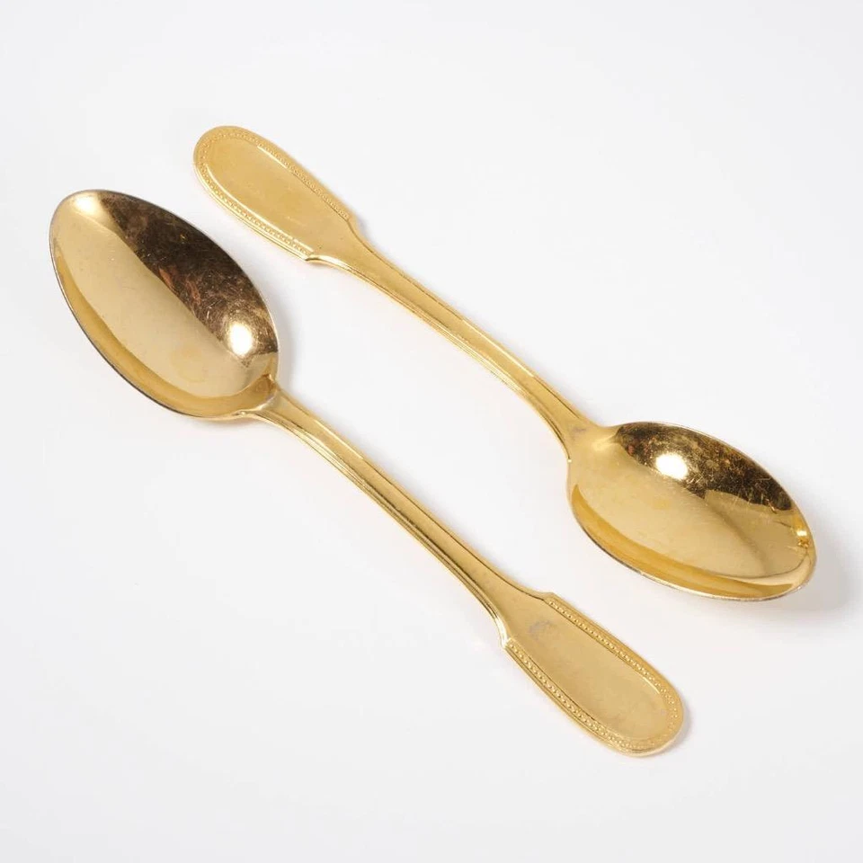 Georgian House Perles 18/10 Stainless France Goldplate Tablespoons 6 pieces - Image 2 of 4