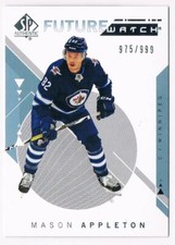 2018-19 SP AUTHENTIC FUTURE WATCH MASON APPLETON ROOKIE 975/999 WINNIPEG JETS