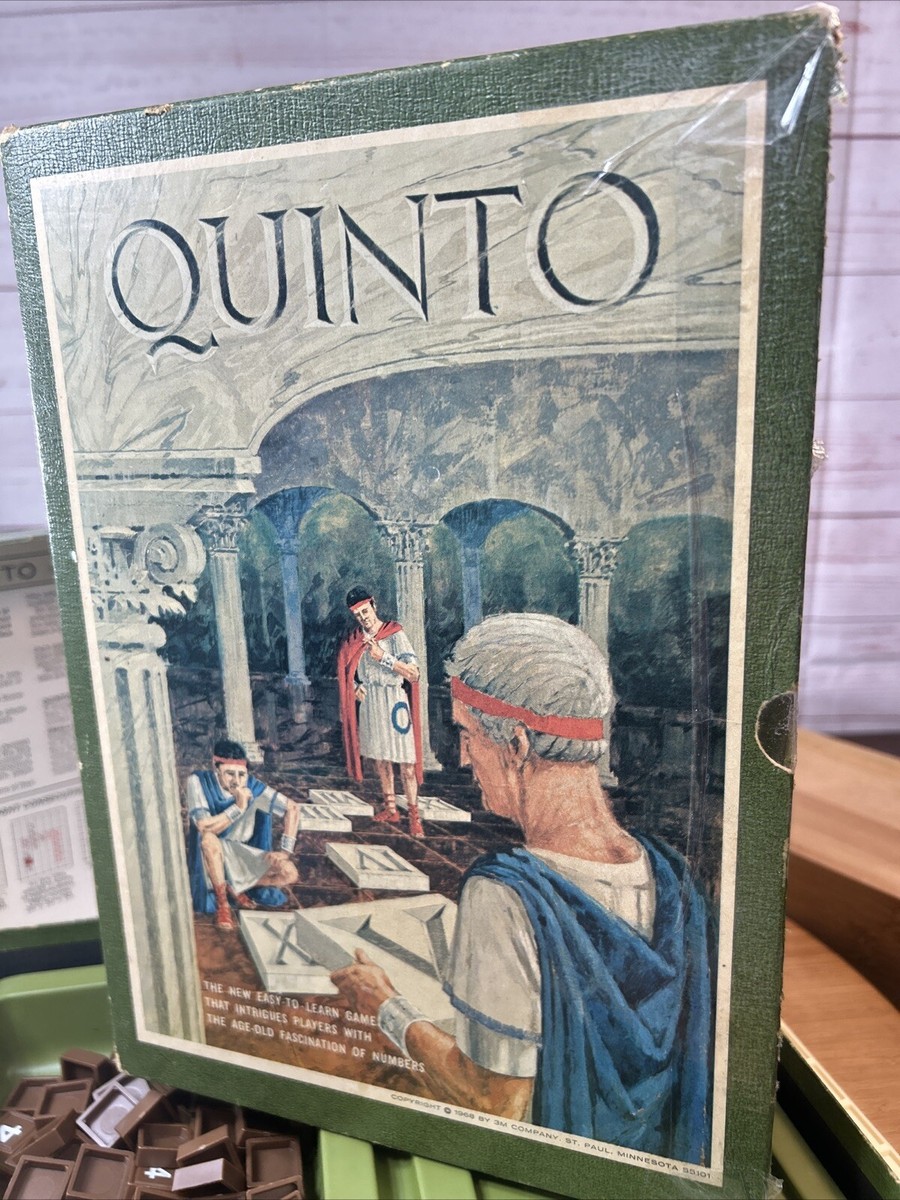 Vintage 1968 QUINTO Game of Fives 3M Bookshelf Numbers Board