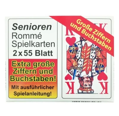 GLOBAL PARTNER Senioren Romme Spielkartenset Kartenspiel Karten Skat Bridge große Ziffern…