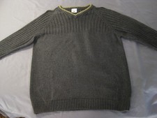 COLUMBIA V NECK RIBBED PULLOVER SWEATER GRAY MEN'S LARGE NICE