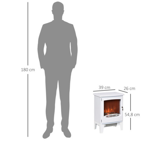 LED Elektrokamin Standkamin mit Flammeneffekt 900/1800W Weiß - Bild 4 von 9