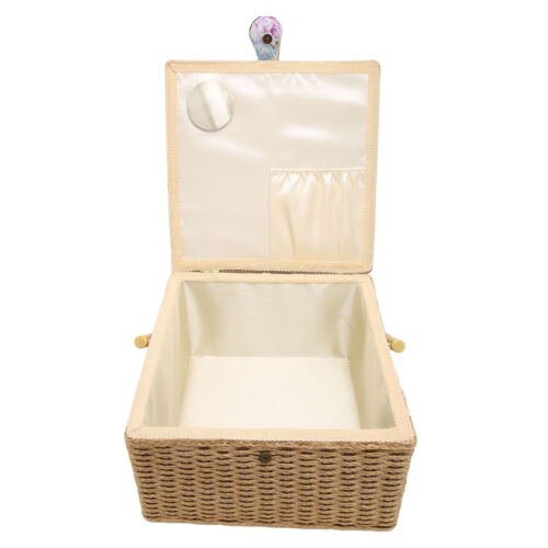 Sewing Basket Extra Large Capacity Sewing Kit Storage Box Dual Layer Vintage - Picture 9 of 12