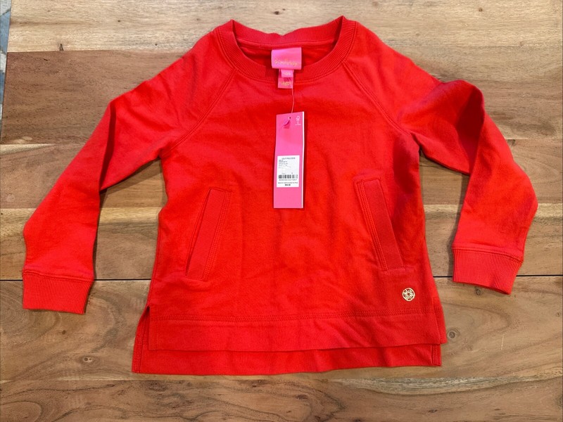 Lilly Pulitzer Mini Beach Comber Sweatshirt Red Size Small Girls NWT