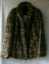 Next Ladies Animal Print Fur Jacket Size 12
