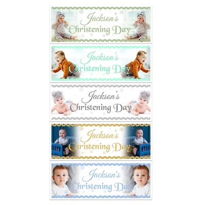 GET INVITED PERSONALISED CHRISTENING BAPTISM BANNER PARTY PHOTO WALL DECORATIONS BOYS